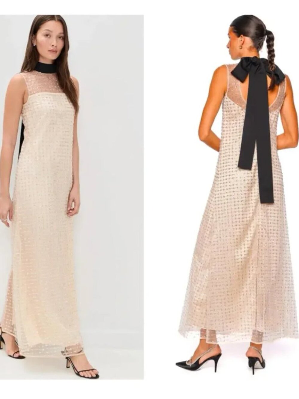 ISO STAUD Albee Tie Back Stardust Sequin Dress L or XL